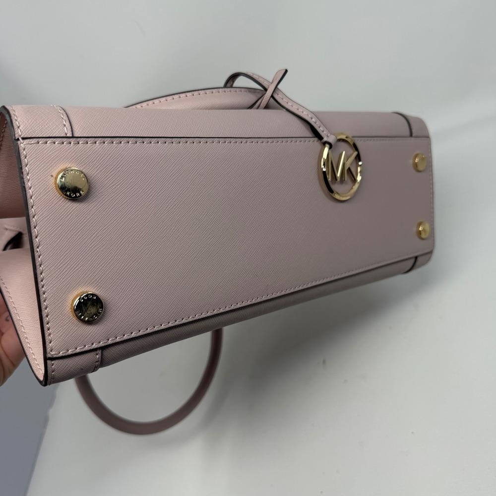 Michael Kors Saffiano Leather Satchel Crossbody Bag Dusty Rose Gold - Picture 6 of 9